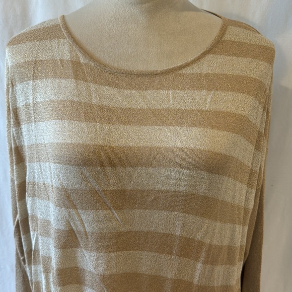 Dana Buchman striped gold top with gold shimmer and gold buttons, size:XL - Picture 2 of 6